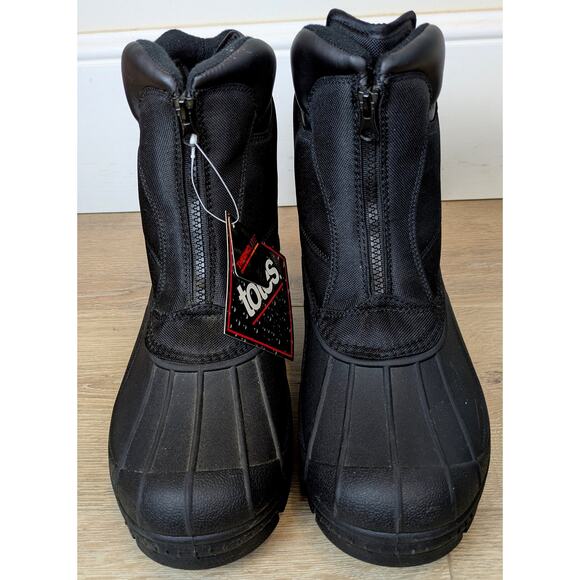 Totes Cassel Mens Winter Snow Boots 10 Black Thermolite Insulated Zip Waterproof - Picture 3 of 9